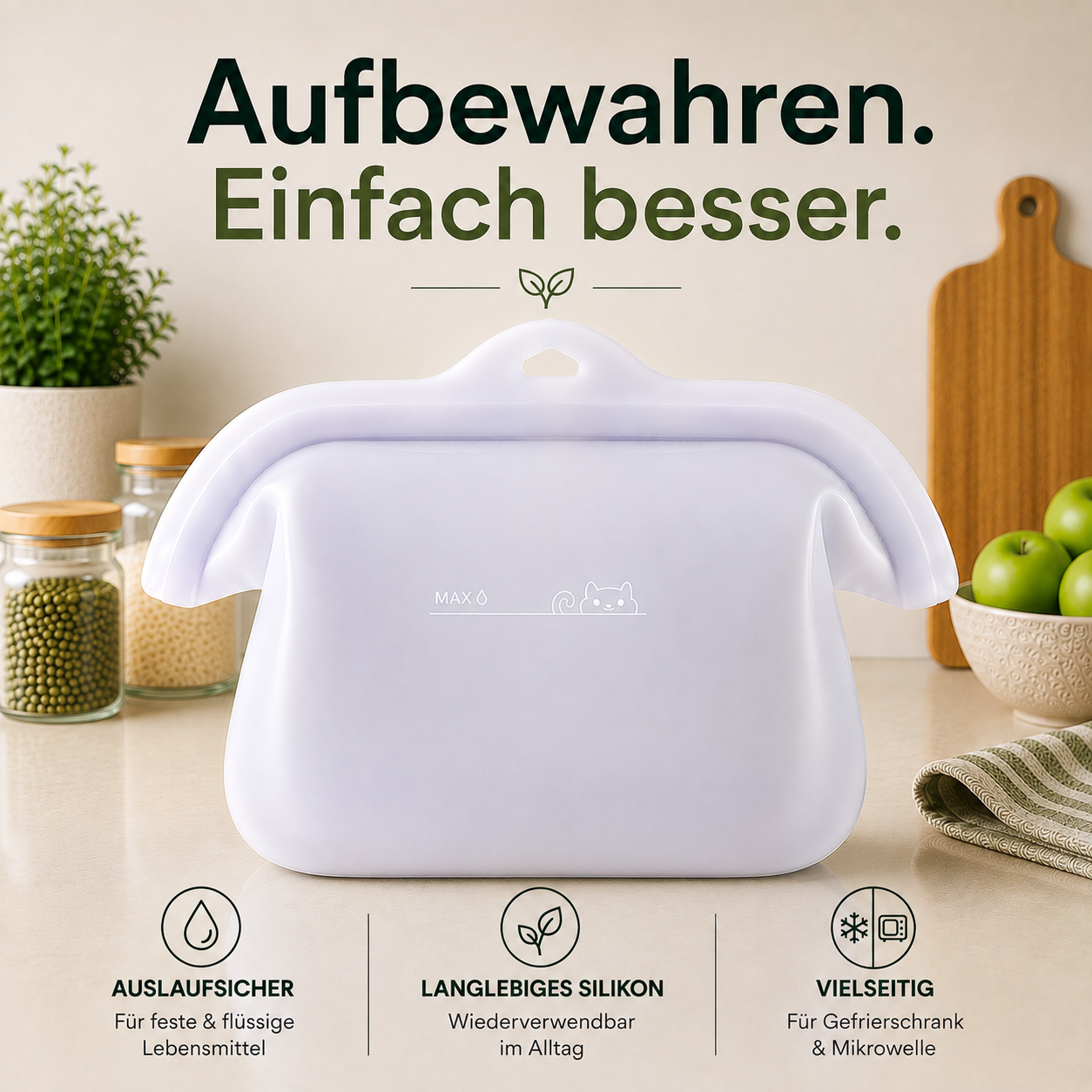 FreshBowl (1 Liter) – Der flexible Silikonbehälter für Ihren Alltag